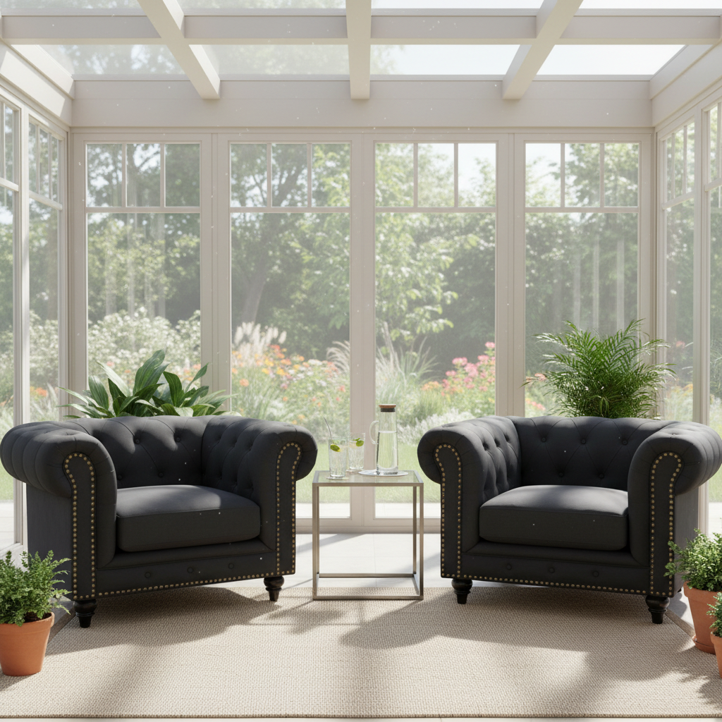 Landon Chesterfield Armchair - Black