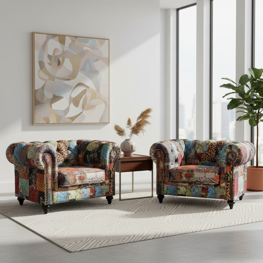 Landon Chesterfield Armchair - Patchwork