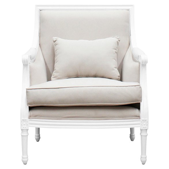 Toulouse Handcrafted Fabric & Mindi Wood Armchair - White