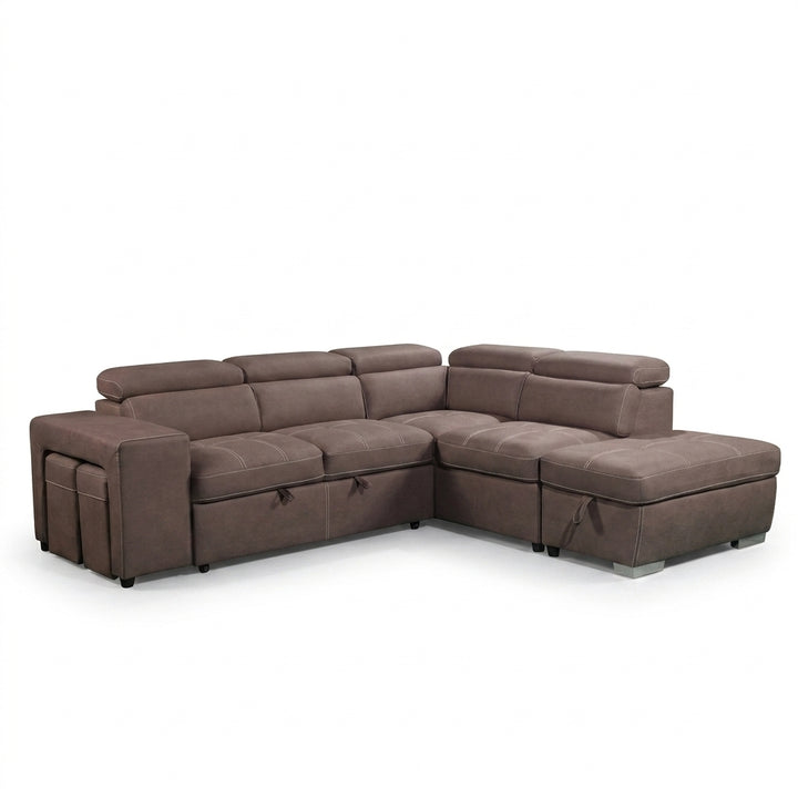 Larissa 2 Seater Sofa Bed & Ottoman Set - Mushroom