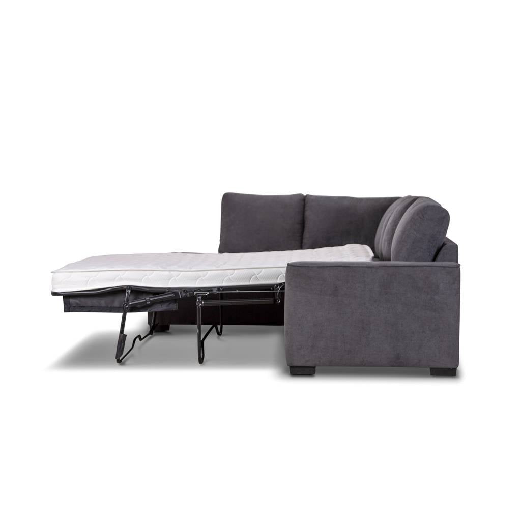 Keith 3 Seater Upholstered Sofa with Chaise + Sofa Bed