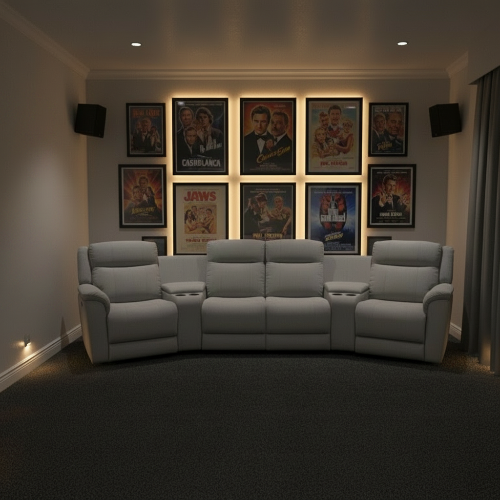 Leandro 4 Seater Home Theatre - Light Grey