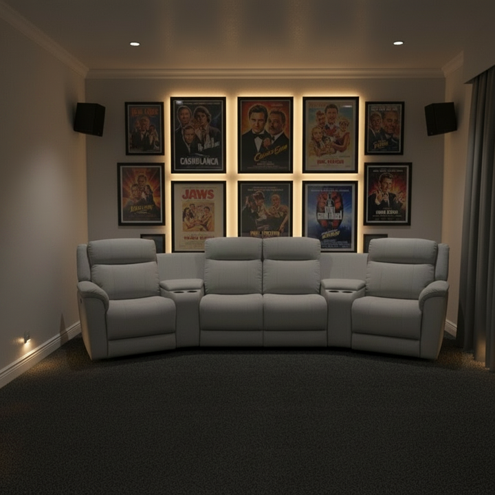 Leandro 4 Seater Home Theatre - Light Grey