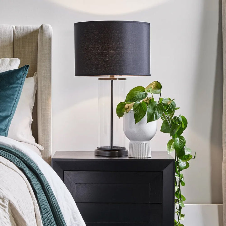 Left Bank Table Lamp - Black with Black Shade