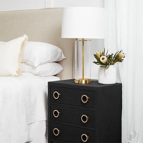Left Bank Table Lamp - Brass with White Shade