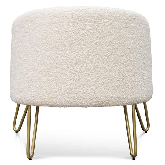 Lena Armchair - Ivory White Synthetic Wool with Golden Legs