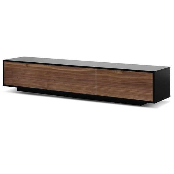 Letty 2.3m Wooden Entertainment Unit - Black with Walnut Drawers