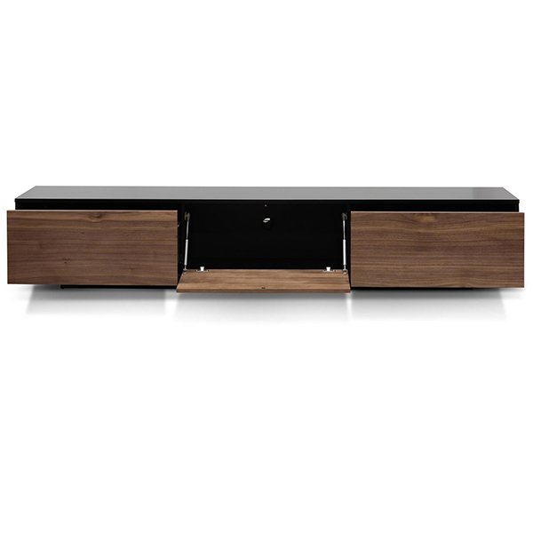 Letty 2.3m Wooden Entertainment Unit - Black with Walnut Drawers