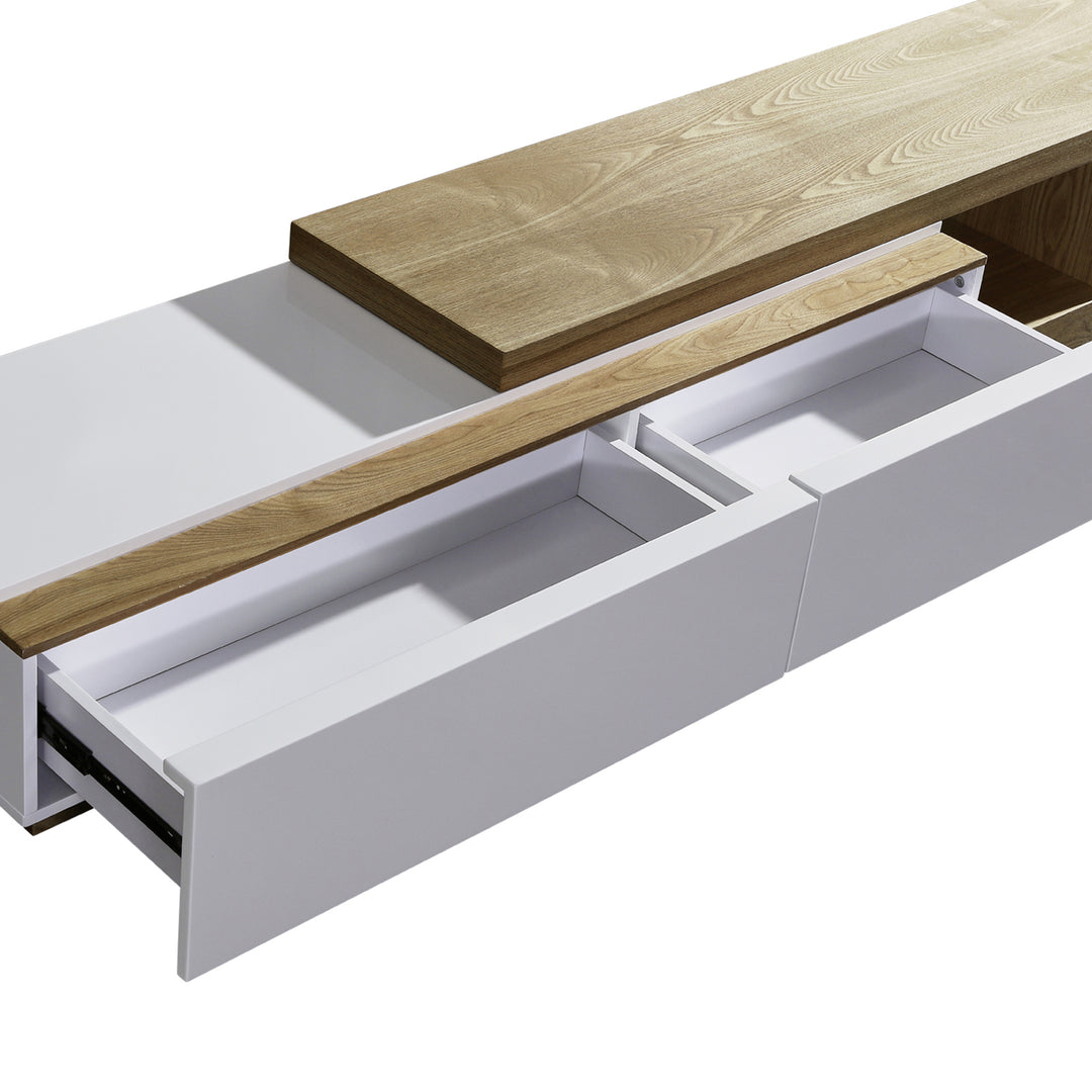 Levesque 240cm TV Unit - White + Natural