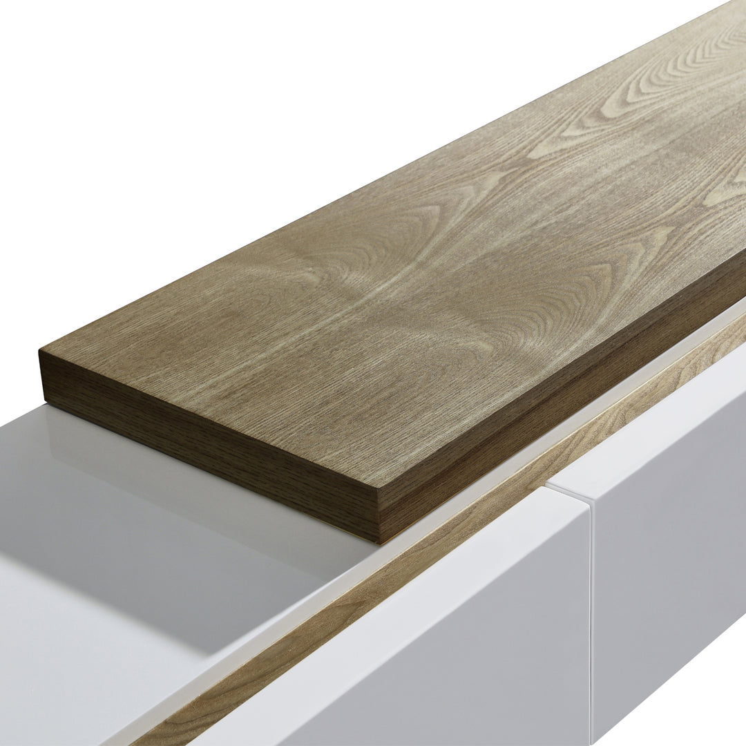 Levesque 240cm TV Unit - White + Natural