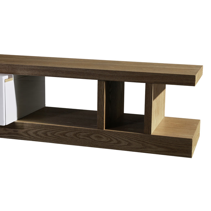 Levesque 240cm TV Unit - White + Natural