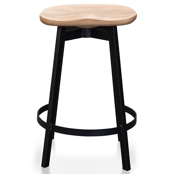 Lewis 65cm Bar Stool - Matt Black and Natural