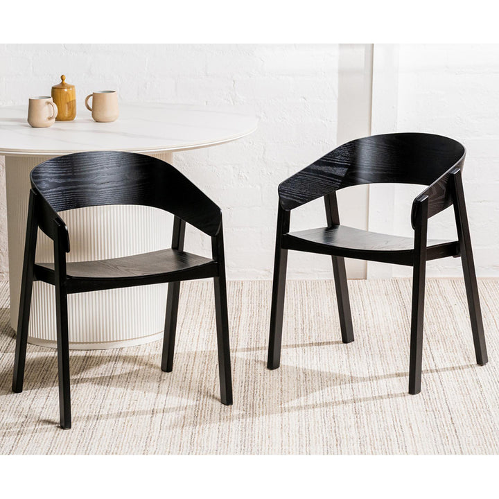 Liam Timber Dining Chair - Black - Set of 2