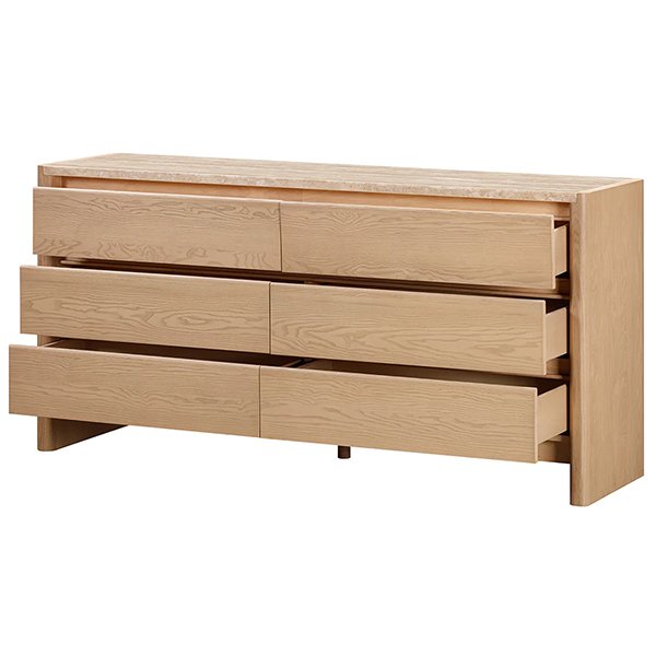 Linden 1.6m Travertine Chest of Drawers - Crème Ash