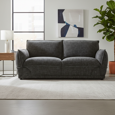 Lionnel 2 Seater Upholstered Sofa - Black