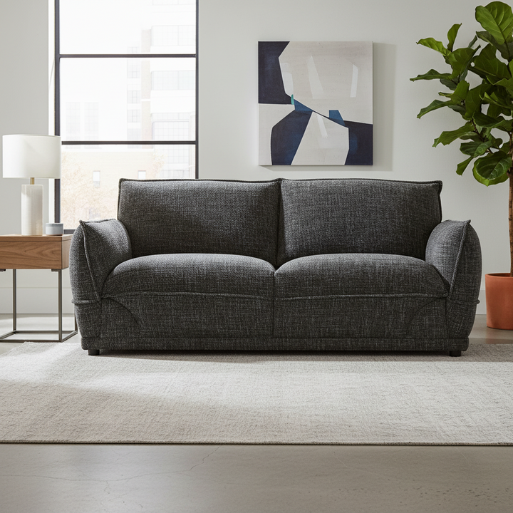 Lionnel 2 Seater Upholstered Sofa - Black