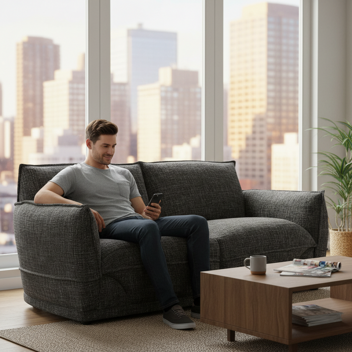 Lionnel 2 Seater Upholstered Sofa - Black