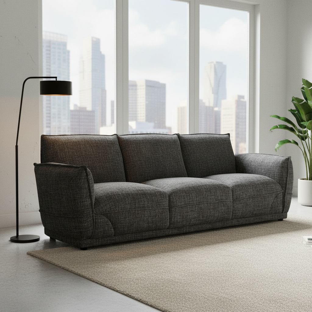 Lionnel 3 Seater Upholstered Sofa - Black