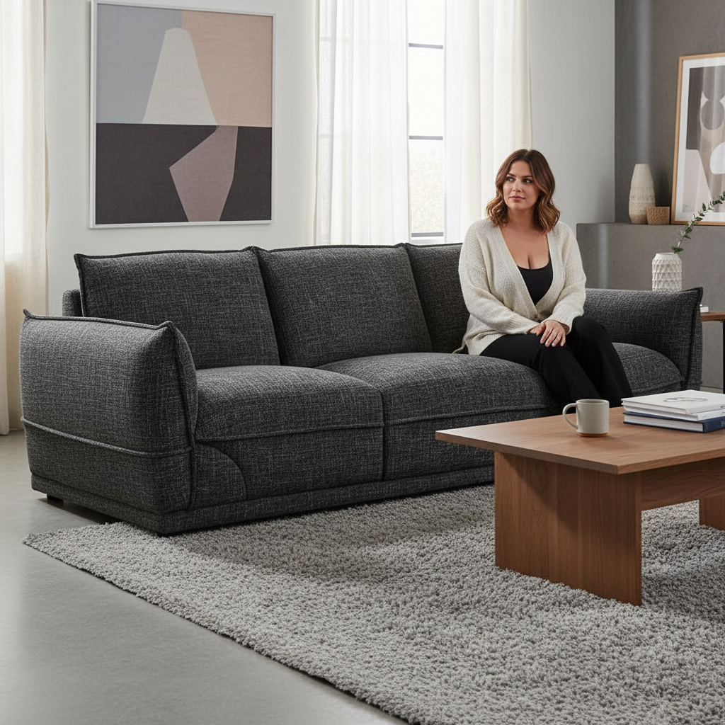 Lionnel 3 Seater Upholstered Sofa - Black