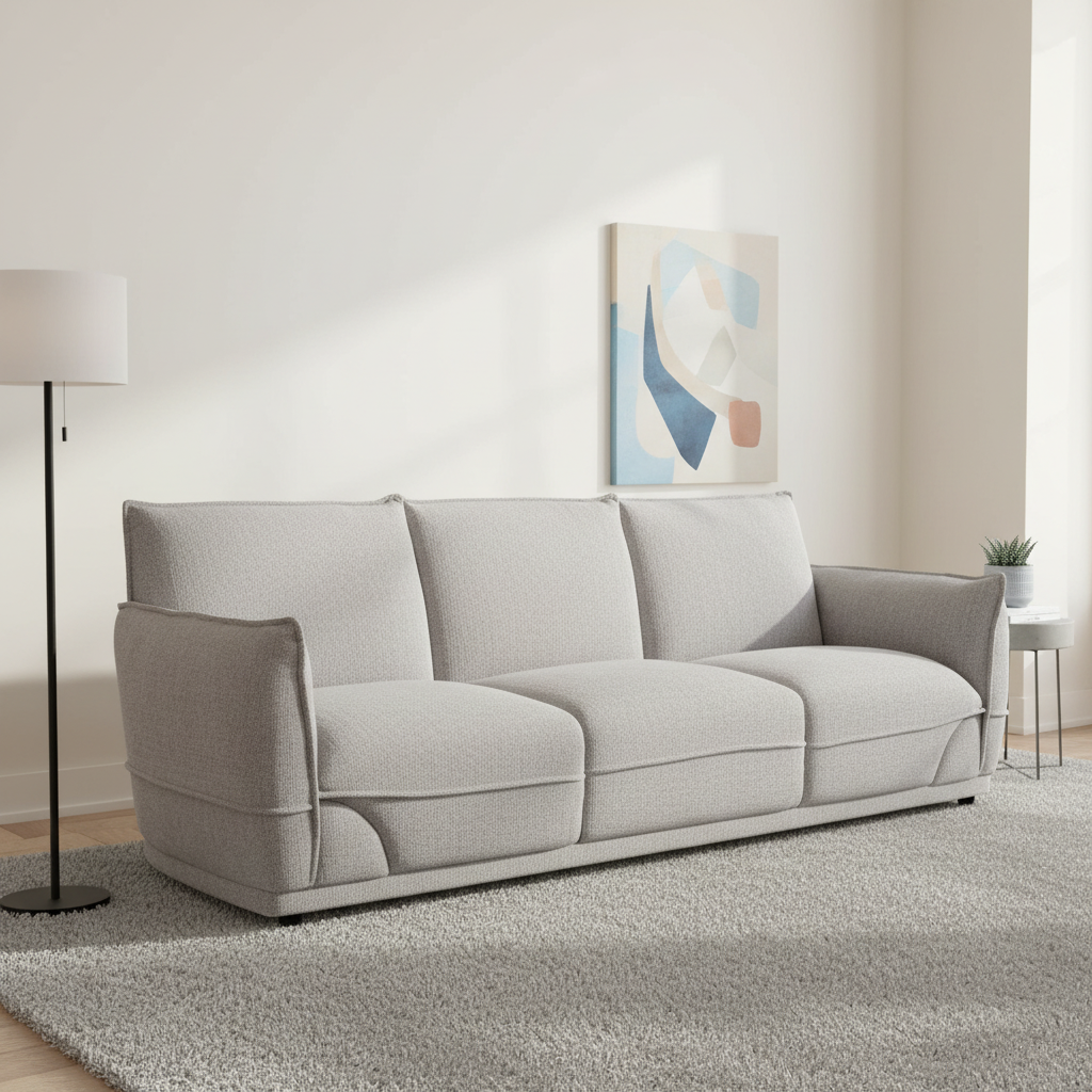 Lionnel 3 Seater Upholstered Sofa - Grey