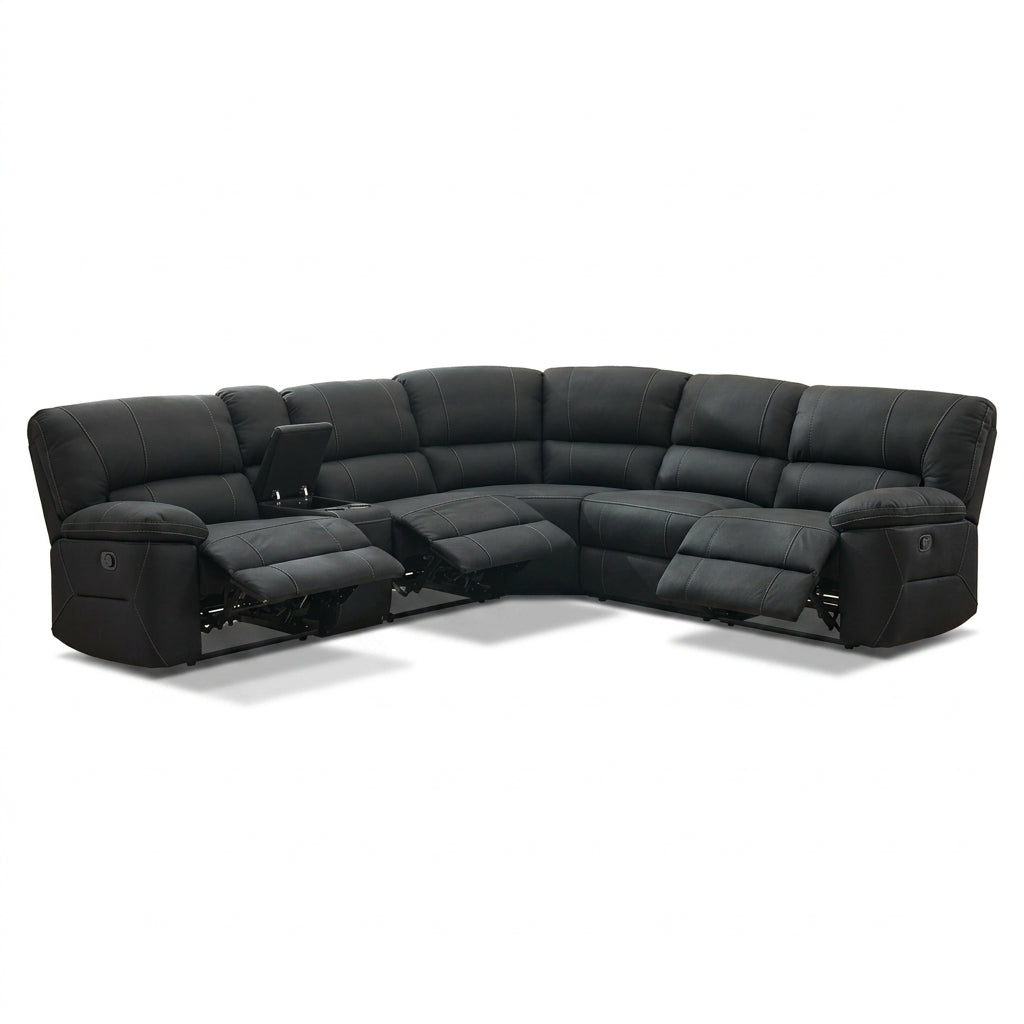 Miami Fabric Modular Corner Recliner Sofa - Black
