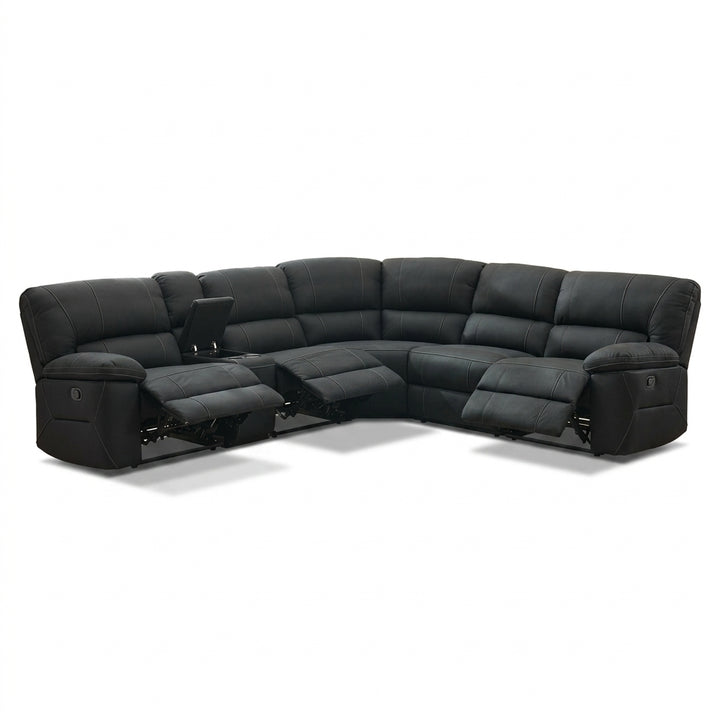 Miami Fabric Modular Corner Recliner Sofa - Black