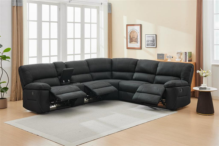 Miami Fabric Modular Corner Recliner Sofa - Black