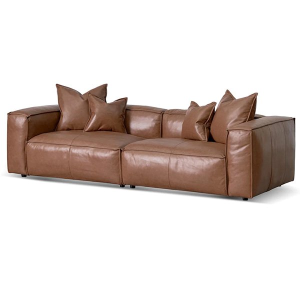 Loft 4 Seater Sofa with Cushion and Pillow - Caramel Brown