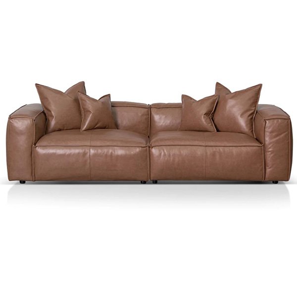 Loft 4 Seater Sofa with Cushion and Pillow - Caramel Brown