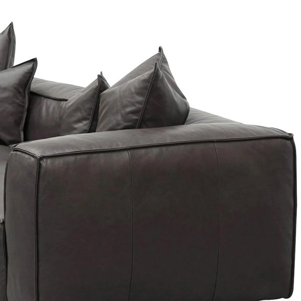 Loft 4 Seater Sofa with Cushion and Pillow - Shadow Grey Leather