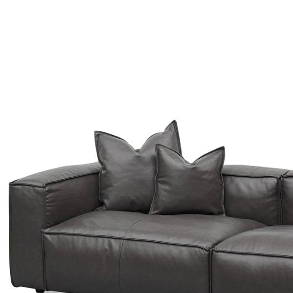 Loft 4 Seater Sofa with Cushion and Pillow - Shadow Grey Leather