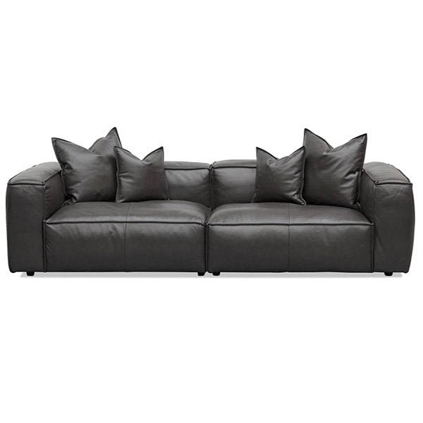 Loft 4 Seater Sofa with Cushion and Pillow - Shadow Grey Leather