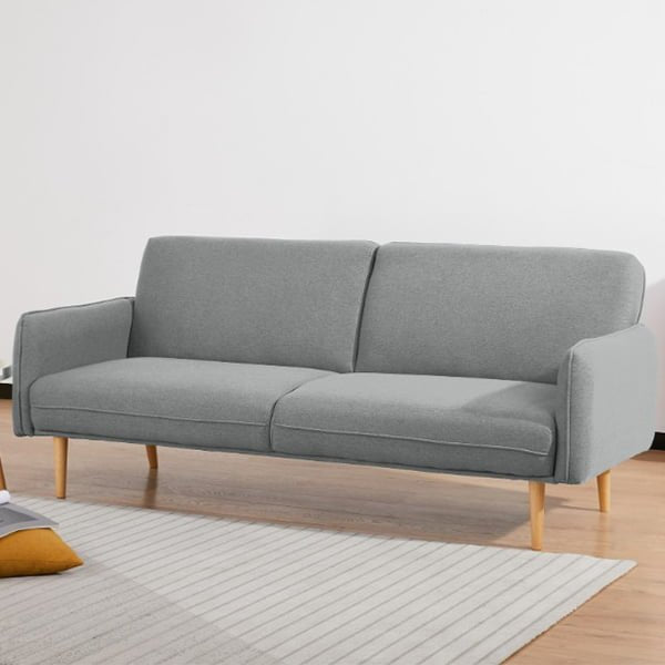 Logie 3 Seater Fabric Click Clack Sofa Bed - Light Grey