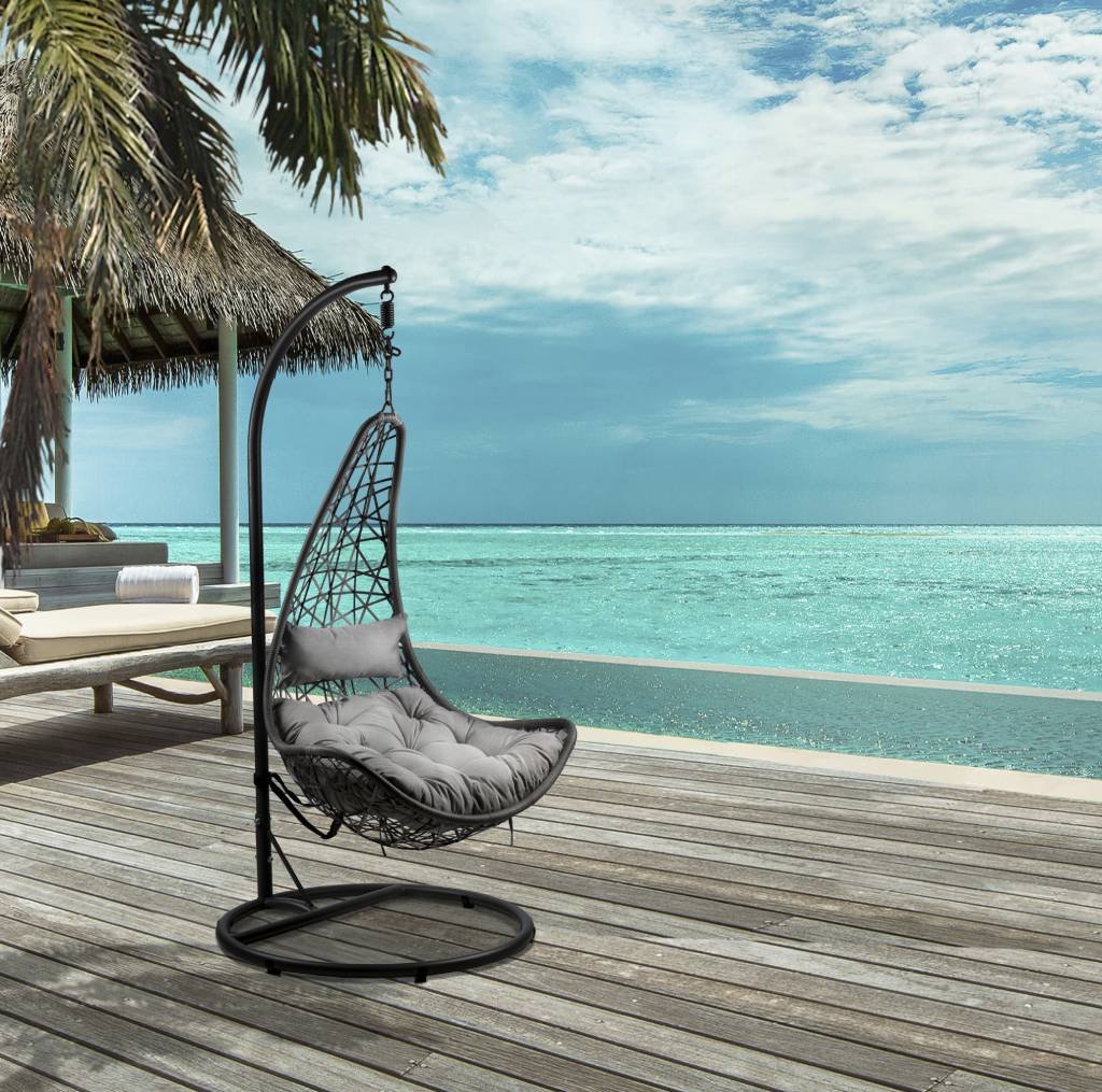 Nuku Resin Wicker & Steel Hanging Swing Chair with Cushion