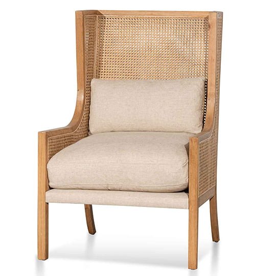 Lowell Wingback Rattan Armchair - Distress Natural - Sand White