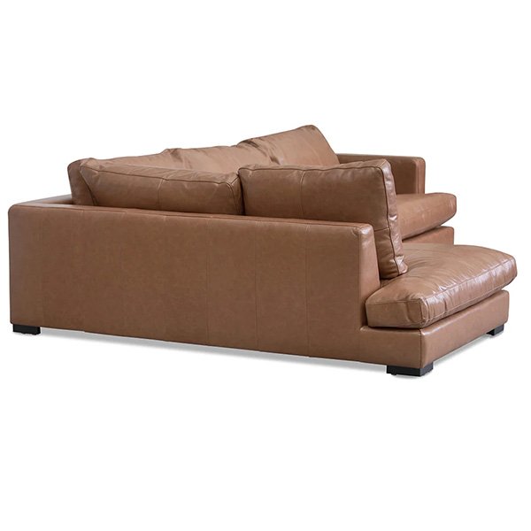 Lucinda 4 Seater Left Chaise Sofa - Caramel Brown