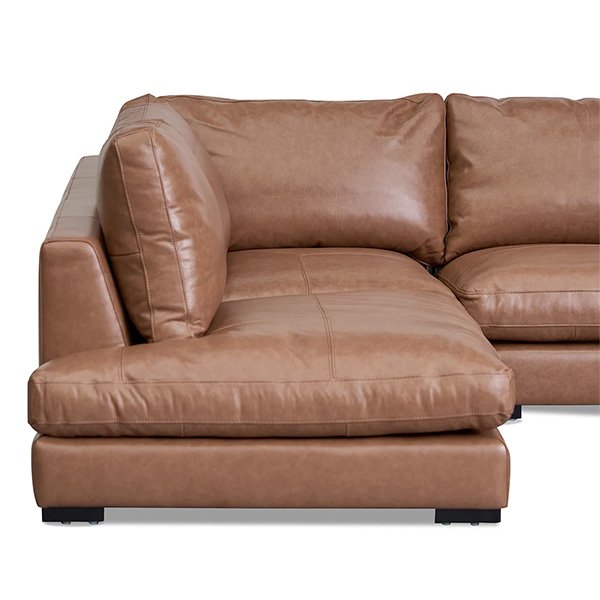 Lucinda 4 Seater Left Chaise Sofa - Caramel Brown