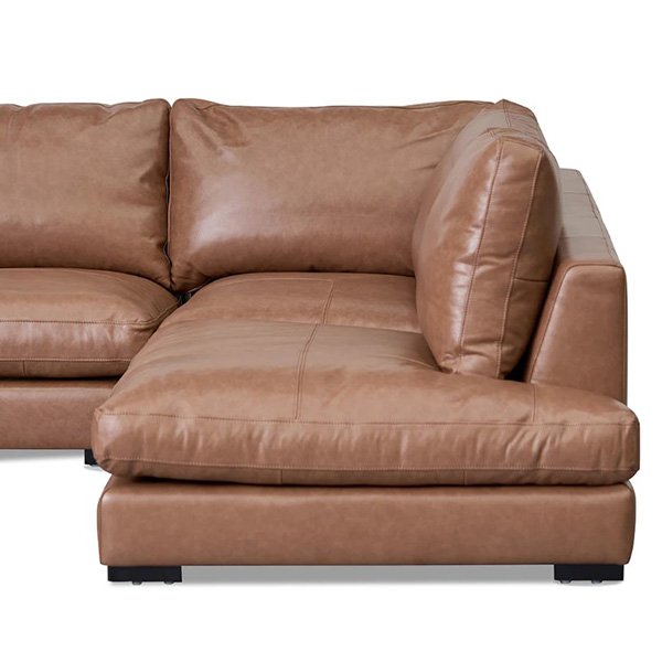 Lucinda 4 Seater Right Chaise Sofa - Caramel Brown