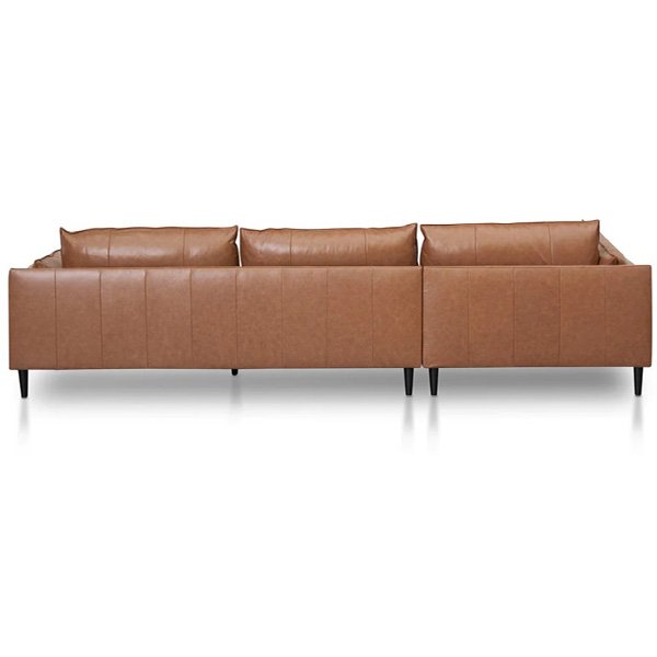 Lucio 4 Seater Left Chaise Leather Sofa - Caramel Brown