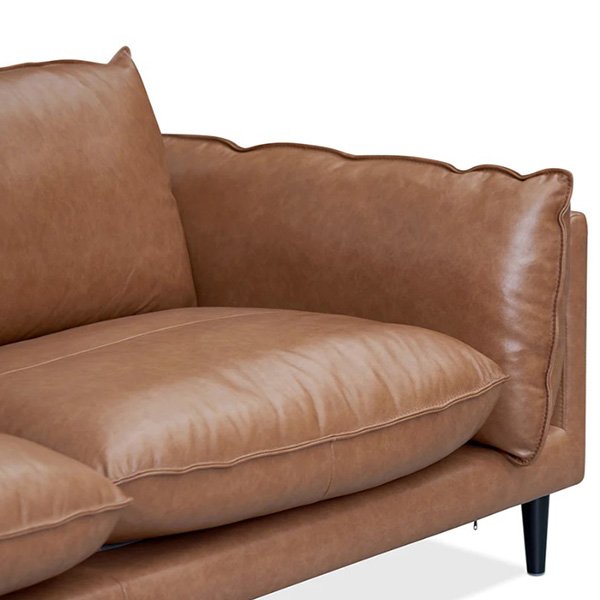 Lucio 4 Seater Left Chaise Leather Sofa - Caramel Brown