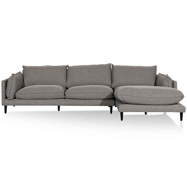 Lucio 4 Seater Right Chaise Fabric Sofa - Graphite Grey