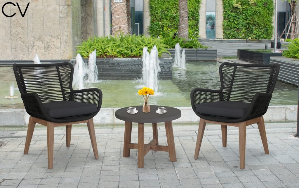 Kuhl 3 Piece Rope & Eucalyptus Timber Outdoor Chair Set