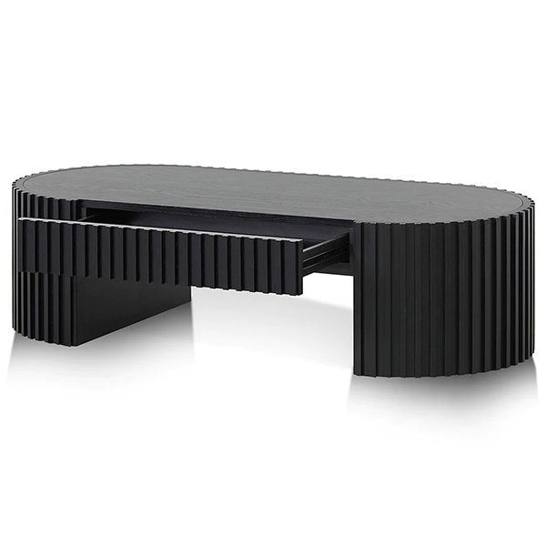 Maggie 1.3m Oval Coffee Table - Full Black Oak