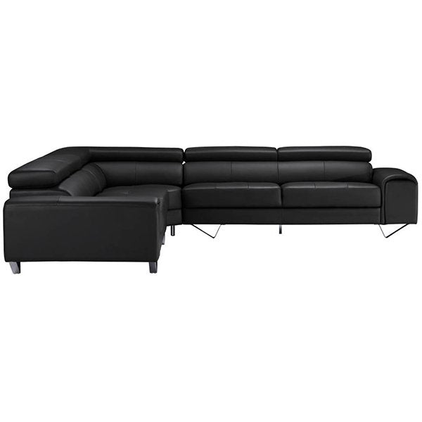 Majorca Leather Corner Sofa - Black