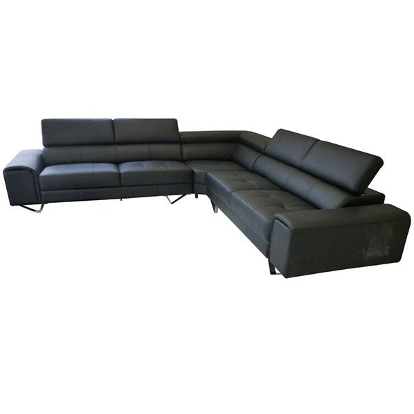 Majorca Leather Corner Sofa - Black