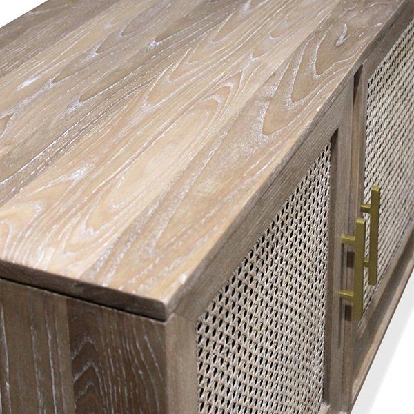 Hendry Oak Wood & Rattan 2 Door Buffet