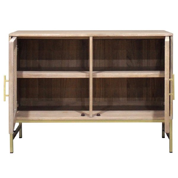 Hendry Oak Wood & Rattan 2 Door Buffet