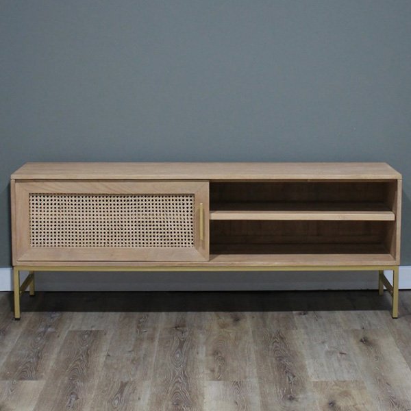 Hendry Oak Wood & Rattan TV Entertainment Unit