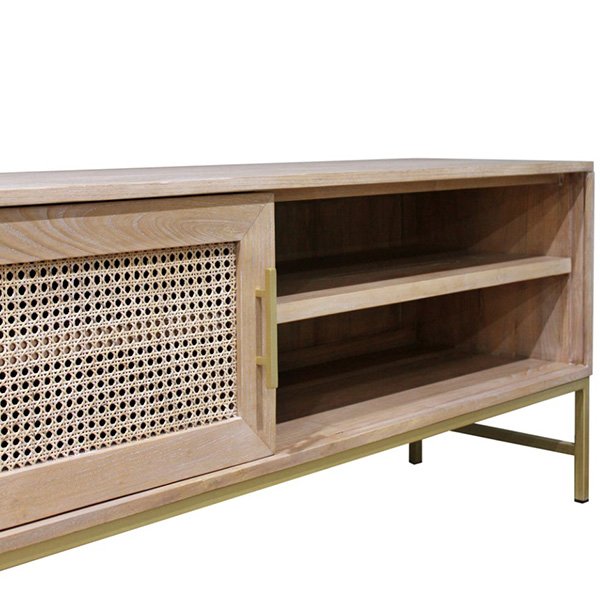 Hendry Oak Wood & Rattan TV Entertainment Unit