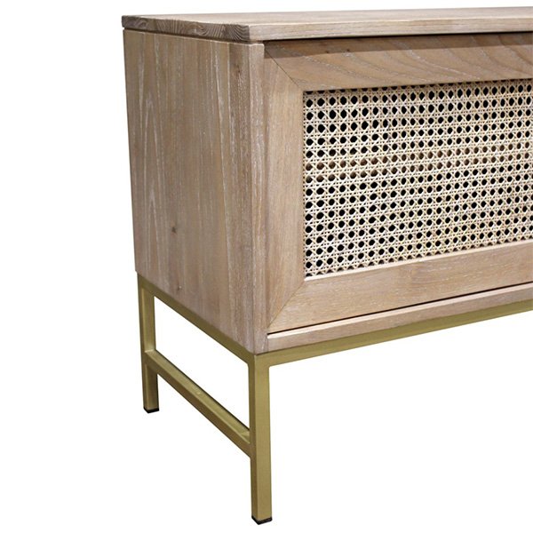 Hendry Oak Wood & Rattan TV Entertainment Unit